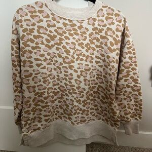 Aerie Leopard Print Sweatshirt - Pink and Tan